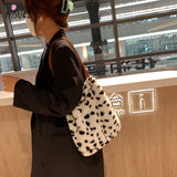 Leopard Print Plush Shoulder Bag - Personalized Tote