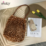 Leopard Print Plush Shoulder Bag - Personalized Tote