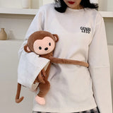 Plush Monkey Doll Shoulder Bag Girls Mobile Phone Bag