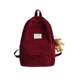 Female Corduroy School Bag Backpack Large Capacity