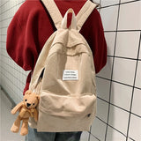 Female Corduroy School Bag Backpack Large Capacity