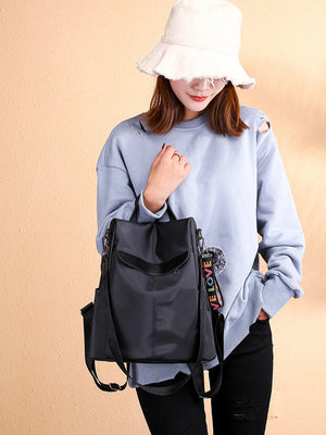 Khaki Waterproof Oxford Cloth Backpack for Women