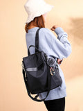 Khaki Waterproof Oxford Cloth Backpack for Women