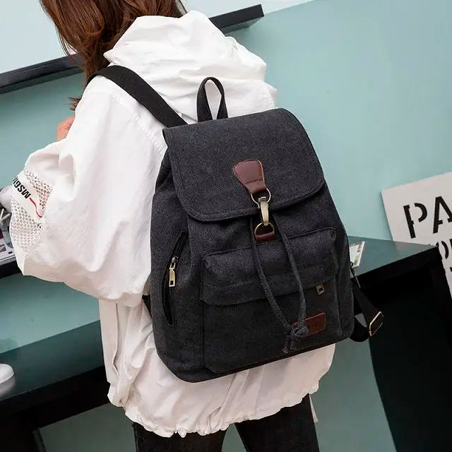 Female Canvas Backpack Girl Student Laptop Bag Mochila WH51