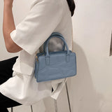 Solid PU Handbag with Chain Handle