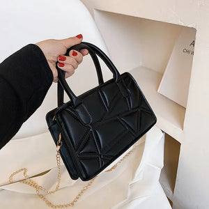 Solid PU Handbag with Chain Handle