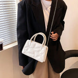 Solid PU Handbag with Chain Handle