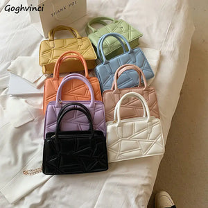 Solid PU Handbag with Chain Handle