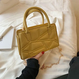 Solid PU Handbag with Chain Handle