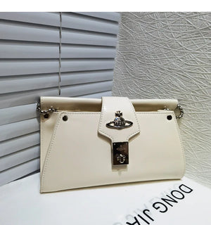Solid Metal Chain Handbag Envelope Shoulder Bag