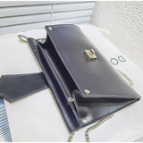 Solid Metal Chain Handbag Envelope Shoulder Bag