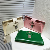 Solid Metal Chain Handbag Envelope Shoulder Bag