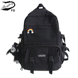 Waterproof Nylon School Backpack For Girls Women Travel Backpack
