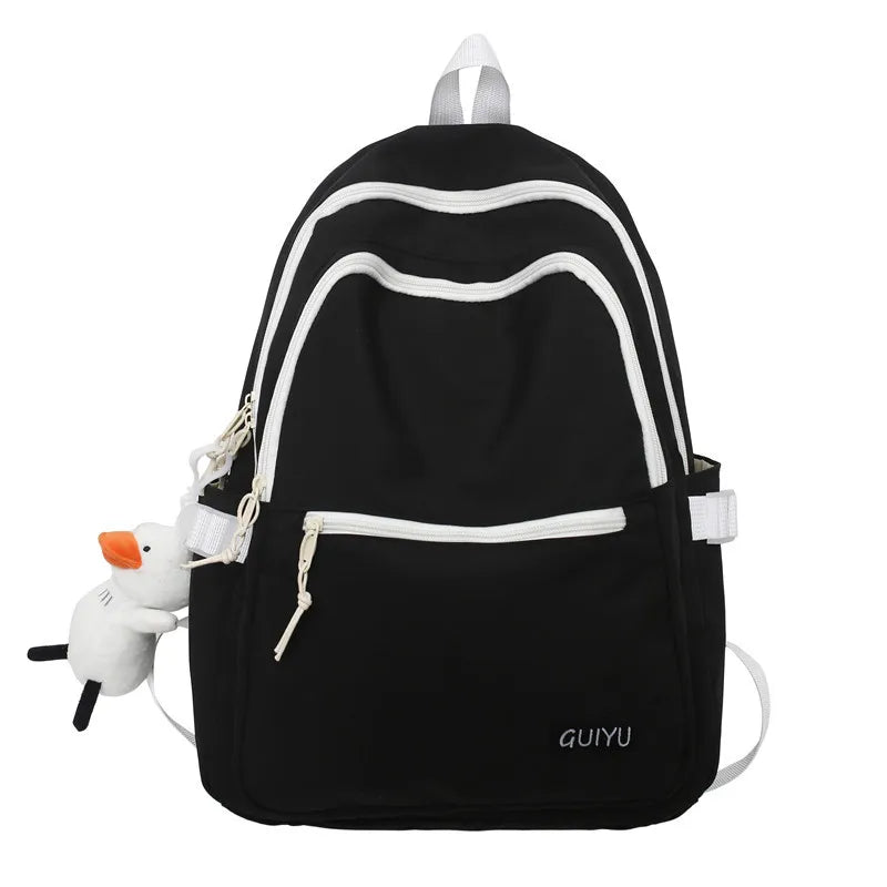 Girl's College Backpack with Laptop Compartment and Duck Doll