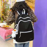 Girl's College Backpack with Laptop Compartment and Duck Doll