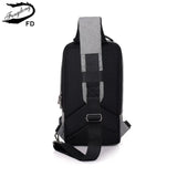 Reflective Strip Sling Chest Bag USB Waterproof Messenger Bag
