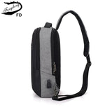 Reflective Strip Sling Chest Bag USB Waterproof Messenger Bag