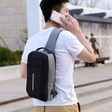 Reflective Strip Sling Chest Bag USB Waterproof Messenger Bag
