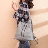 Women Leather Backpack Minimalist Travel Shoulder Bag