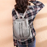 Women Leather Backpack Minimalist Travel Shoulder Bag