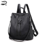 Women Leather Backpack Minimalist Travel Shoulder Bag