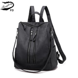 Women Leather Backpack Minimalist Travel Shoulder Bag
