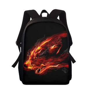 Wolf Print School Backpack Kids Boys Girls Shoulder Bag Set