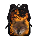 Wolf Print School Backpack Kids Boys Girls Shoulder Bag Set