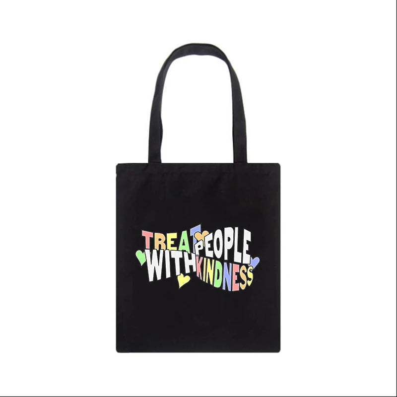 Casual Punk Cartoon Women Bag Treat People with Kindness Shoulder Bags