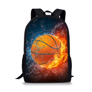 Fire Basketball Pattern Boys' School Bag Large Capacity Mochila Infantil