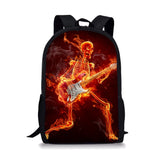 Fire Skull 3D Print Student Schoolbag Travel Back Pack High School Bags