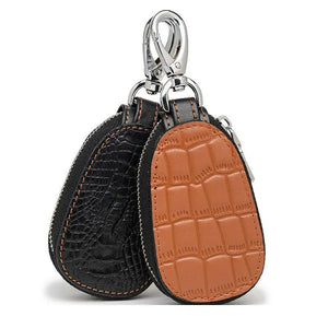 Cowhide Car Remote Key Bag Universal Leather Crocodile Zipper Anti Loss Key Case