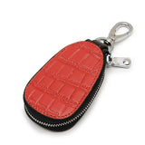 Cowhide Car Remote Key Bag Universal Leather Crocodile Zipper Anti Loss Key Case