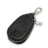 Cowhide Car Remote Key Bag Universal Leather Crocodile Zipper Anti Loss Key Case