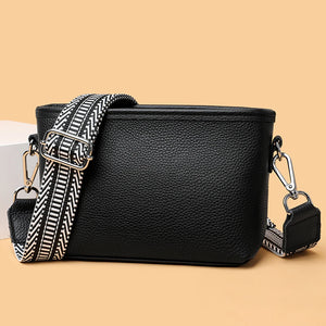 1st Layer Cowhide Female Messenger Bag with Wide Strap