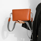 1st Layer Cowhide Female Messenger Bag with Wide Strap