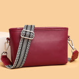 1st Layer Cowhide Female Messenger Bag with Wide Strap