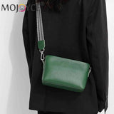 Cowhide Female Messenger Bag Wide Strap Ladies Tote Bag for Weekend Vacation