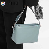 Cowhide Messenger Bag Wide Strap Casual Handbag for Weekend Vacation