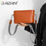 Cowhide Messenger Bag Wide Strap Casual Handbag for Weekend Vacation