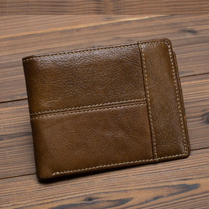 Retro Cowhleather Men's Wallet Short Two-fold Multi-card Wallet