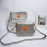 Vintage Leather Women's Crossbody Bag with Text Print