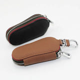 Genuine Leather Car Key Case Zipper Wallet Key Holder Organizer