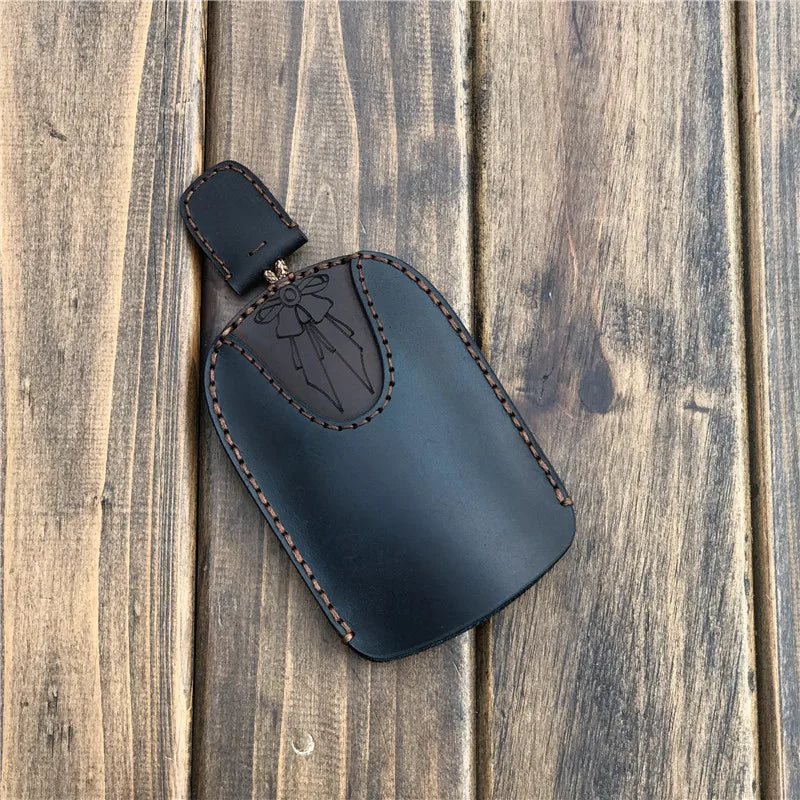 Leather sewing key chain pouch car key case