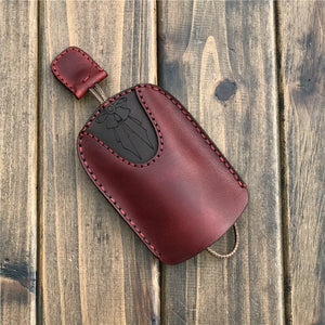 Leather sewing key chain pouch car key case