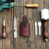 Leather sewing key chain pouch car key case
