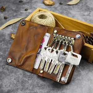Vintage Leather Keychain Pouch Wallet Cardholder Purse