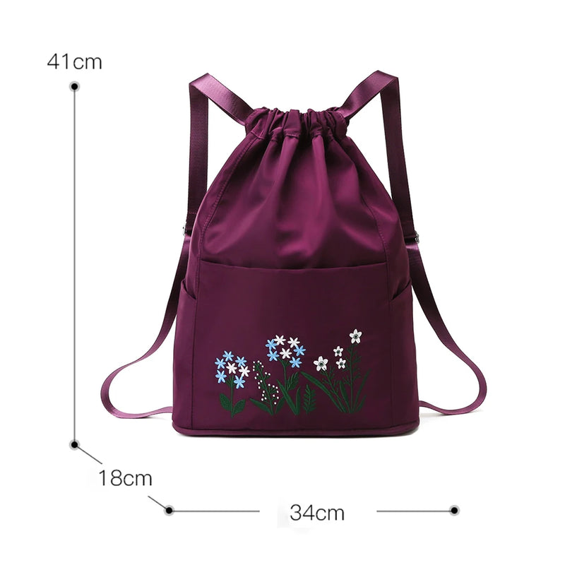 Water Resistant Fitness Backpack Gym Sack Drawstring Bag