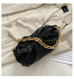 Fitshinling PU Handbag Chain Clutch Pleated Women's Bag