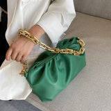 Fitshinling PU Handbag Chain Clutch Pleated Women's Bag
